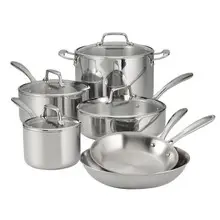 Tramontina - 10 PC Try Ply Stainless Steel Cookware Set with  Glass Lids