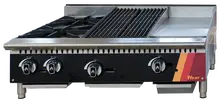 EFI Sales - 36" Liquid Propane Cooktop w/ 12" Griddle, 12" Hotplate & 12" Charbroiler - HCT36-12HP-CH-GMP