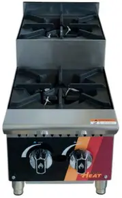 EFI Sales - 12" Liquid Propane Step Up Hot Plate w/ 2 Open Burners - HHPSU-12-2B-P