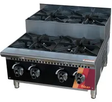 EFI Sales - 24" Liquid Propane Step Up Hot Plate w/ 4 Open Burners - HHPSU-24-4B-P