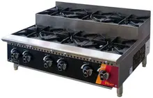 EFI Sales - 36" Natural Gas Step Up Hot Plate w/ 6 Open Burners - HHPSU-36-6B-N