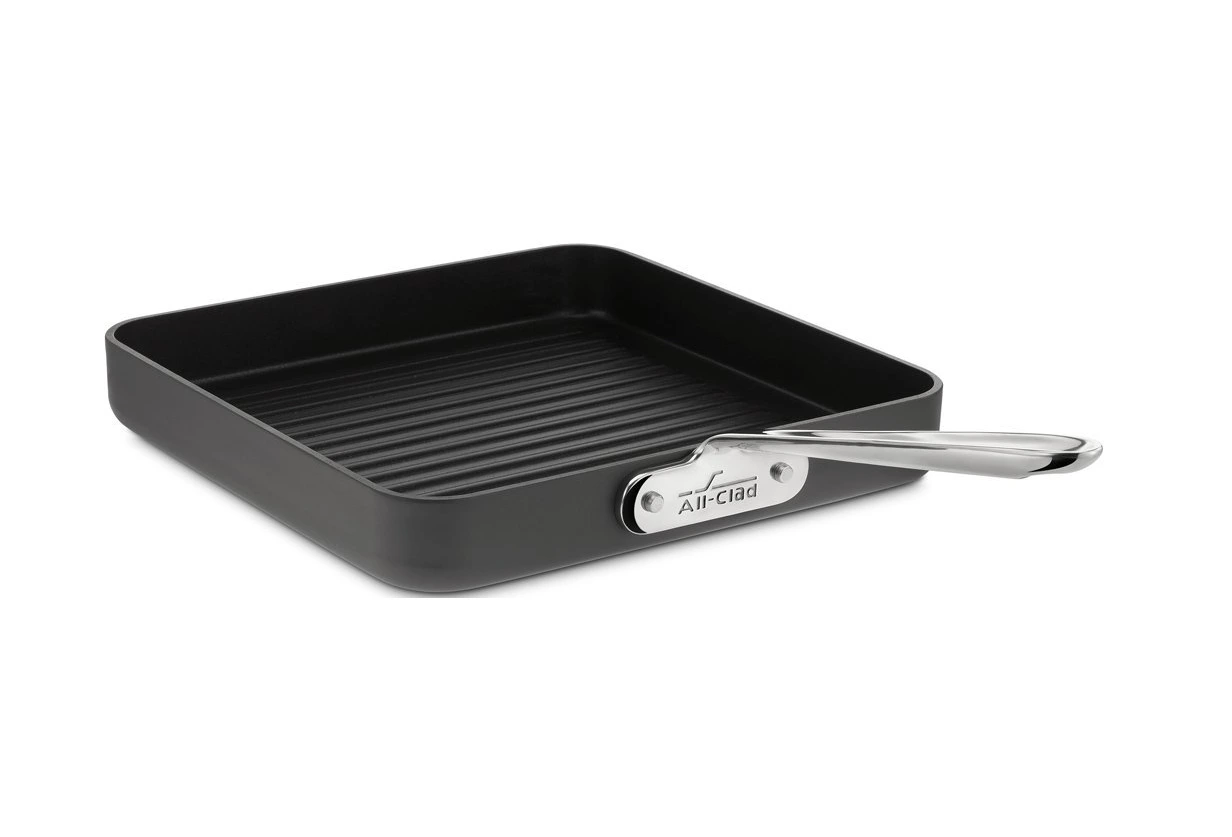 All-Clad - 11" Hard Anodized Non-Stick Square Grill Pan, Hard Anodized Aluminum, PFOA-Free