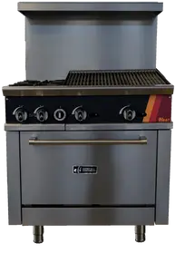 EFI Sales - 36" Natural Gas Range w/ 1 Oven, 2 Open Burners & 24" Charbroiler - HRG36-24CH-2B-N