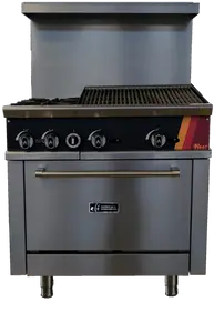 EFI Sales - 36" Liquid Propane Range w/ 1 Oven, 2 Open Burners & 24" Charbroiler - HRG36-24CH-2B-P