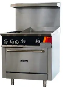 EFI Sales - 36" Liquid Propane Range w/ 1 Oven, 2 Open Burners & 24" Griddle - HRG36-24GM-2B-P