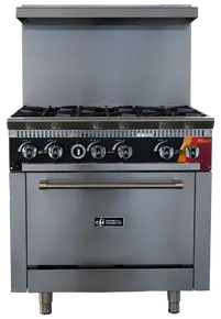 EFI Sales - 36" Natural Gas Range w/ 1 Convection Oven & 6 Open Burners - HRG36-6B-CV-N