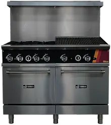 EFI Sales - 48" Natural Gas Range w/ 2 Ovens, 4 Open Burners & 24" Charbroiler - HRG48-24CH-4B-N