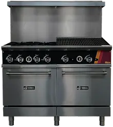 EFI Sales - 48" Liquid Propane Range w/ 2 Ovens, 4 Open Burners & 24" Charbroiler - HRG48-24CH-4B-P