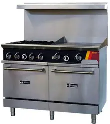 EFI Sales - 48" Liquid Propane Range w/ 2 Ovens, 4 Open Burners & 24" Thermostat Griddle - HRG48-24GT-4B-P