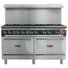 EFI Sales - 60" Liquid Propane Range w/ 2 Ovens & 10 Open Burners - HRG60-10B-P