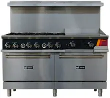 EFI Sales - 60" Liquid Propane Range w/ 2 Ovens, 6 Open Burners & 24" Thermostat Griddle - HRG60-24GT-6B-P
