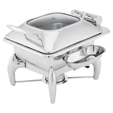 Walco - Idol Buffet 18.5" x 13.5" x 16.5" Rectangle Chafer W/ Glass Lid & Stand - WLWI35LGL
