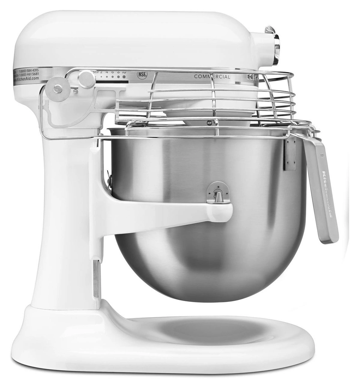 KitchenAid - White 8QT Commercial Series Bowl-Lift Stand Mixer - KSMC895WH