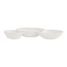 Rene Ozorio - White Album 7 oz 3-Compartment Gourmet Sauce Dish (12 Per Case) - 51109ST3265