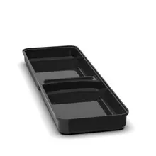 Delfin - Supermarket 26.75" Black Plastic 2-Compartment Deep Meat Tray (6 Per Case) - DFBRC278D117S