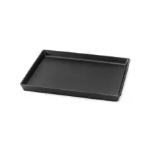 Delfin - Linen 12" x 10" Black Melamine Rectangle Tray (10 Per Case) - DFTRC1210LT010