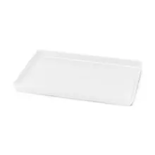 Delfin - Linen 14" x 10" White Melamine Rectangle Tray (10 Per Case) - DFTRC1410LT020