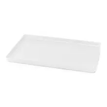 Delfin - Linen 18" x 12" White Melamine Rectangle Tray (10 Per Case) - DFTRC1812LT020