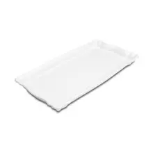 Delfin - Cafe 15" x 8" White Melamine Rectangle Tray (10 Per Case) - DFTRC158CF020