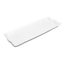 Delfin - Cafe 17" x 6.5" White Melamine Rectangle Tray (10 Per Case) - DFTRC176CF020