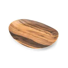 Delfin - Timbered 16" x 12" Acacia Melamine Oval Tray (3 Per Case) - DFTOV1612AC