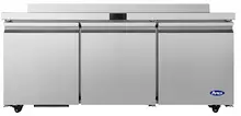 Atosa - 72" Worktop Refrigerator w/ 3 Solid Swing Doors & Backsplash - AWR72SD