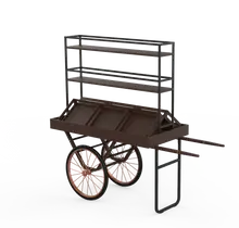 Mogogo - Cantine 79.5" x 29.8" x 95.5" Dark Brown Bamboo Cart W/ Shelves, Crates & Copper Wheels - MGCCNT02DPXX