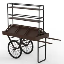 Mogogo - Cantine 79.5" x 29.8" x 95.5" Dark Brown Bamboo Cart W/ Shelves, Crates & Black Wheels - MGCCNT02DSXX
