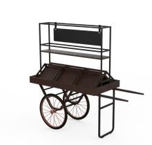 Mogogo - Cantine 79.5" x 29.8" x 95.5" Dark Brown Bamboo Cart W/ Shelves, Crates, Sign & Copper Wheels - MGCCNT05DPXX