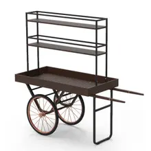 Mogogo - Cantine 79.5" x 29.8" x 95.5" Dark Brown Bamboo Cart W/ Shelves & Copper Wheels - MGCCNT01DPXX