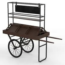 Mogogo - Cantine 79.5" x 29.8" x 95.5" Dark Cart Bamboo W/ Shelves, Crates, Sign & Black Wheels - MGCCNT05DSXX