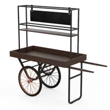 Mogogo - Cantine 79.5" x 29.8" x 95.5" Dark Brown Bamboo Cart W/ Shelves, Sign & Copper Wheels - MGCCNT03DPXX