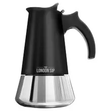 London Sip - 3 Cup Matte Black  Induction  Espresso Maker