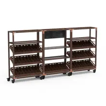 Mogogo - Canvas 145" x 18" x 73.4" Dark Brown Bamboo / Brushed Copper Wine Display Rack W/ Casters - MGCCAN06DCXW