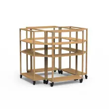 Mogogo - Canvas 84.8" x 73" Bamboo / Brushed Stainless Steel Center Stage Display W/ Casters - MGCCAN19NSXW