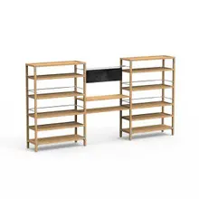 Mogogo - Canvas 141.5" x 18" x 73" Bamboo / Brushed Stainless Steel Back Bar Unit - MGCCAN05NSXF
