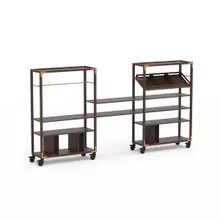 Mogogo - Canvas 141.5" x 18" x 73" Dark Brown Bamboo / Brushed Copper Coffee Lounge W/ Casters - MGCCAN07DCXW