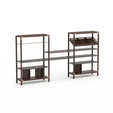 Mogogo - Canvas 141.5" x 18" x 73" Dark Brown Bamboo / Brushed Copper Coffee Lounge - MGCCAN07DCXF