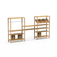Mogogo - Canvas 141.5" x 18" x 73" Bamboo / Brushed Stainless Steel Coffee Lounge - MGCCAN07NSXF