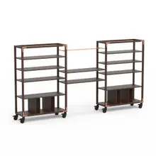 Mogogo - Canvas 141.5" x 18" x 73" Dark Brown Bamboo / Brushed Copper Self Service Station W/ Casters - MGCCAN01DCXW