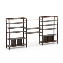 Mogogo - Canvas 141.5" x 18" x 73" Dark Brown Bamboo / Brushed Copper Self Service Station - MGCCAN01DCXF