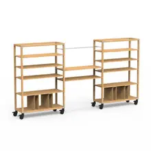 Mogogo - Canvas 141.5" x 18" x 73" Bamboo / Brushed Stainless Steel Self Service Station W/ Casters - MGCCAN01NSXW