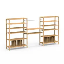 Mogogo - Canvas 141.5" x 18" x 73" Bamboo / Brushed Stainless Steel Self Service Station - MGCCAN01NSXF