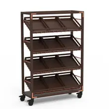 Mogogo - Canvas 48.5" x 18" x 73" Dark Brown Bamboo / Brushed Copper Angled Shelf Unit W/ Casters - MGCCAN12DCXW