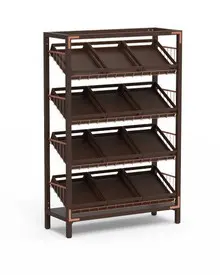 Mogogo - Canvas 48.5" x 18" x 73" Dark Brown Bamboo / Brushed Copper Angled Shelf Unit - MGCCAN12DCXF