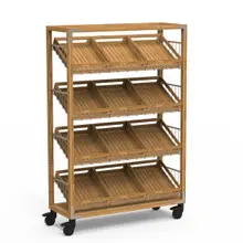 Mogogo - Canvas 48.5" x 18" x 73" Bamboo / Stainless Steel Angled Shelf Unit W/ Casters - MGCCAN12NSXW