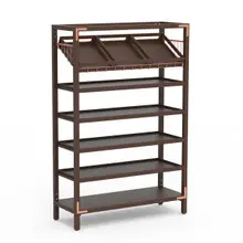 Mogogo - Canvas 48.5" x 18" x 73" Dark Brown Bamboo / Brushed Copper Grab & Go Unit - MGCCAN02DCXF