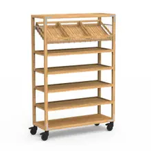 Mogogo - Canvas 48.5" x 18" x 73" Bamboo / Brushed Stainless Steel Grab & Go Unit W/ Casters - MGCCAN02NSXW