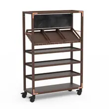 Mogogo - Canvas 48.5" x 18" x 73" Dark Brown Bamboo / Brushed Copper Grab & Go Unit W/ Sign & Casters - MGCCAN03DCXW