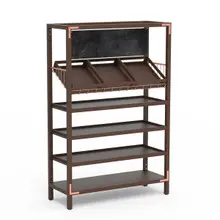 Mogogo - Canvas 48.5" x 18" x 73" Dark Brown Bamboo / Brushed Copper Grab & Go Unit W/ Sign - MGCCAN03DCXF